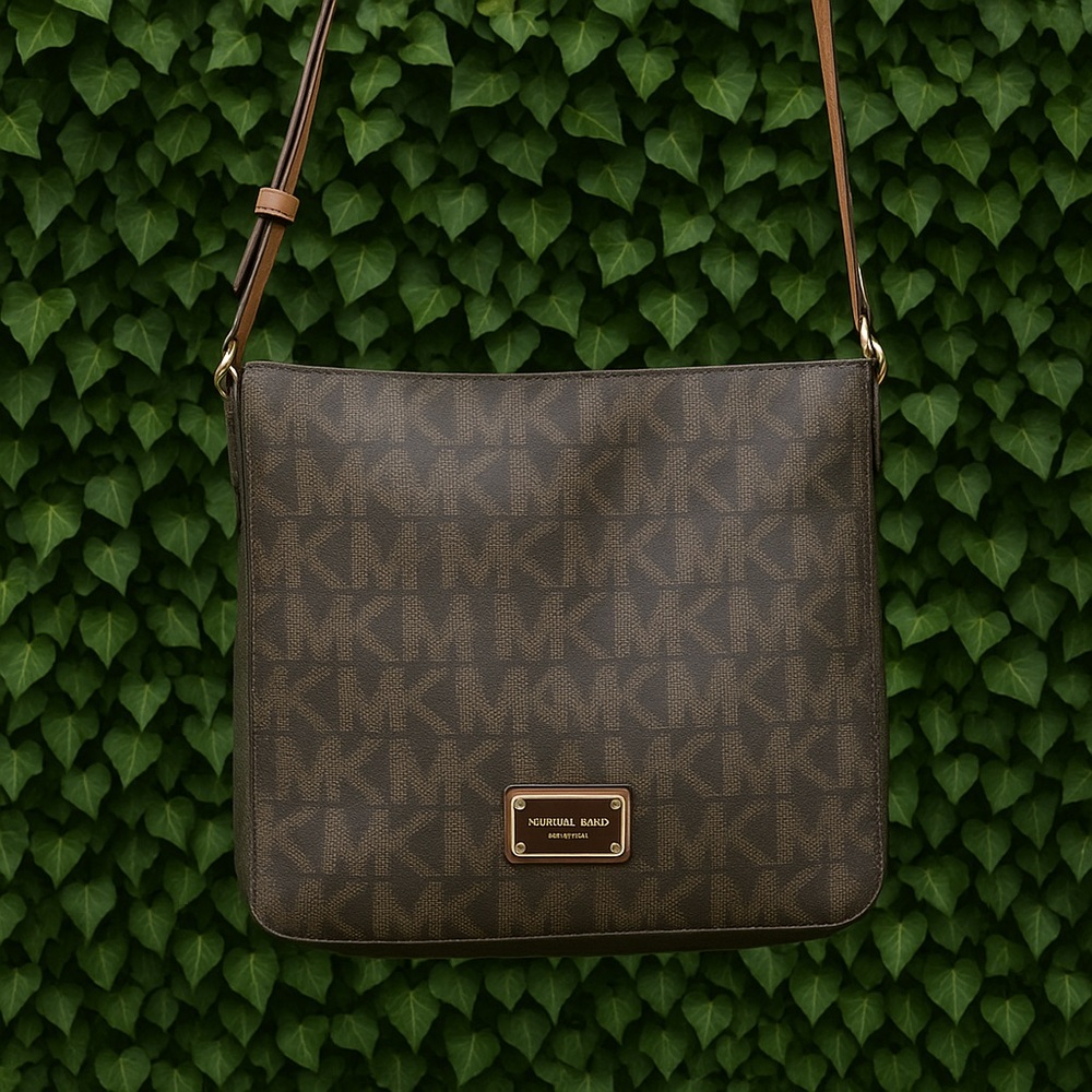 Michael Kors Brown MK Logo Crossbody Bag | Adjustable Strap